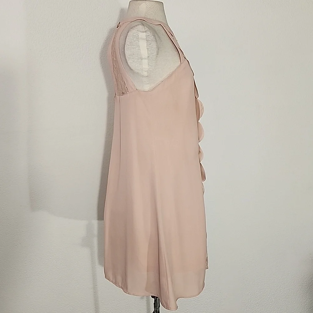 Altered States Dress Lace Panel with Scalloped Ruffle Trapeze Style Pink Size M - Picture 7 of 14